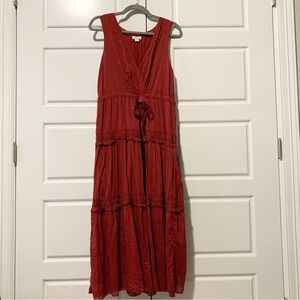 Sundance Zura Silk Blend Sleeveless Boho Midi Dress, Medium